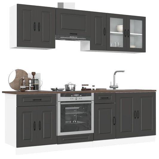 8 peças armário de cozinha conjunto Kalmar preto
