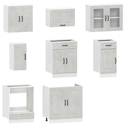8 peças armário de cozinha conjunto Kalmar cinzento cimento