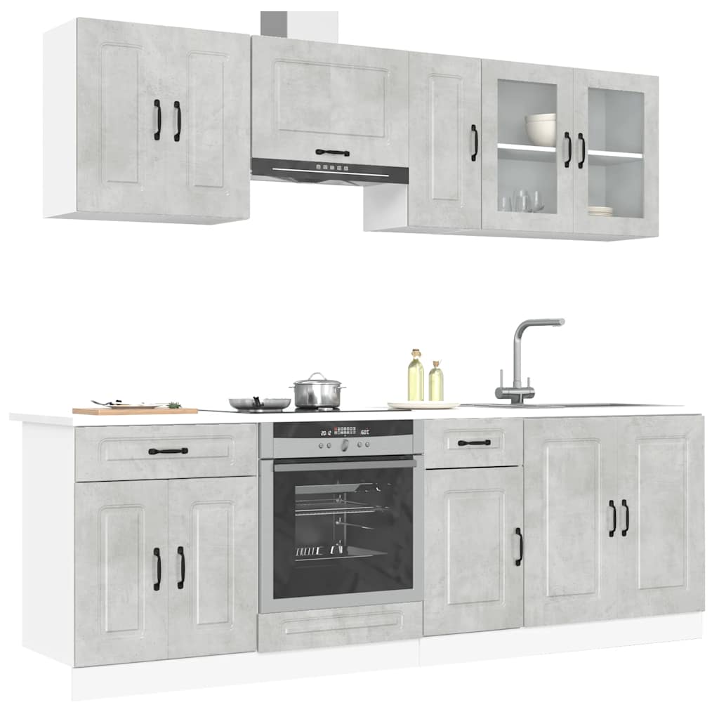 8 peças armário de cozinha conjunto Kalmar cinzento cimento