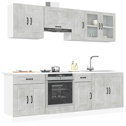 8 peças armário de cozinha conjunto Kalmar cinzento cimento