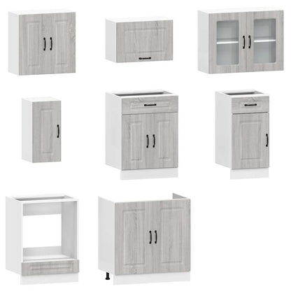8 peças armário de cozinha conjunto Kalmar cinza sonoma