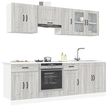 8 peças armário de cozinha conjunto Kalmar cinza sonoma