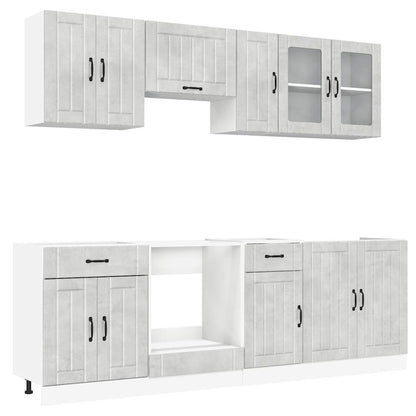 8 peças armário de cozinha conjunto Lucca cinzento cimento