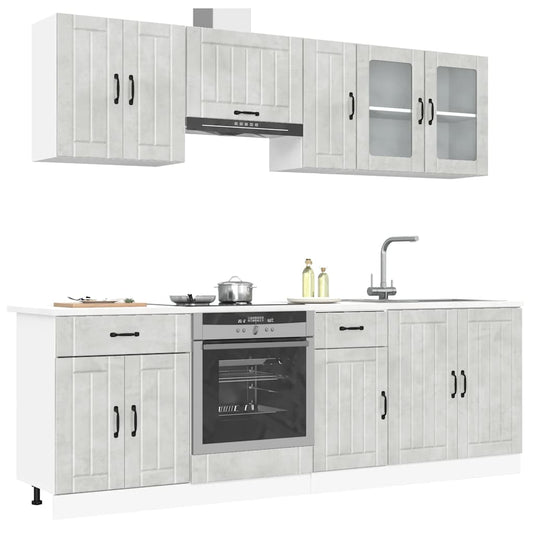 8 peças armário de cozinha conjunto Lucca cinzento cimento