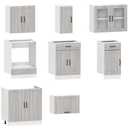 8 peças armário de cozinha conjunto Kalmar cinza sonoma