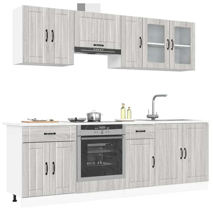 8 peças armário de cozinha conjunto Kalmar cinza sonoma