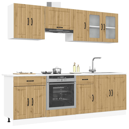 8 peças armário de cozinha conjunto Kalmar carvalho artisiano