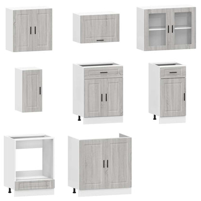 8 peças armário de cozinha conjunto Kalmar cinza sonoma