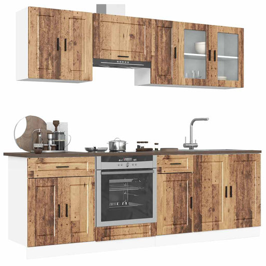 8 peças armário de cozinha conjunto Kalmar madeira velha