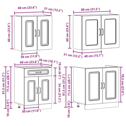 4 peças armário de cozinha conjunto Kalmar branco