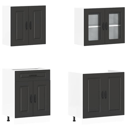 4 peças armário de cozinha conjunto Kalmar preto