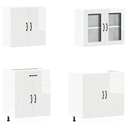 4 peças armário de cozinha conjunto Kalmar branco brilhante