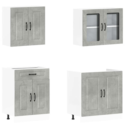 4 peças armário de cozinha conjunto Kalmar concreto cinza