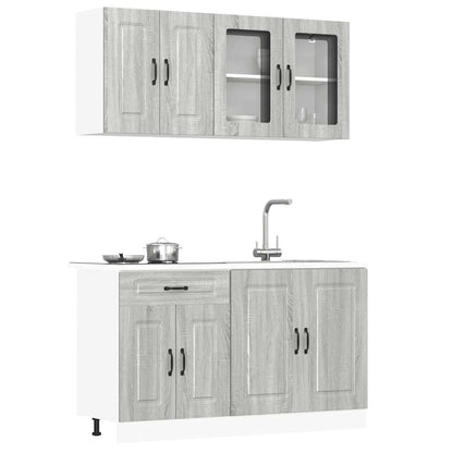 4 peças armário de cozinha conjunto Kalmar cinza sonoma
