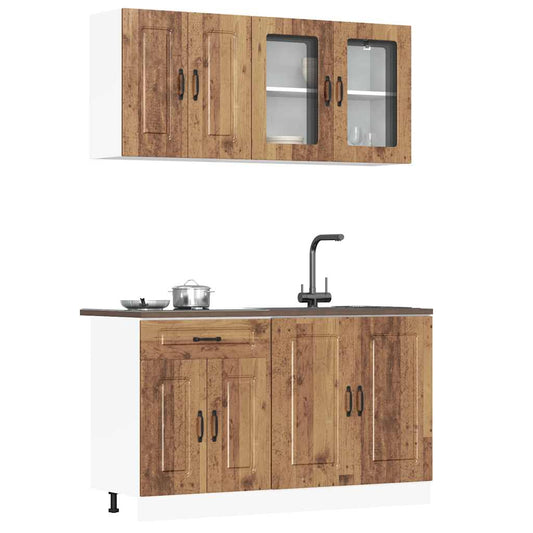 4 peças armário de cozinha conjunto Kalmar madeira velha