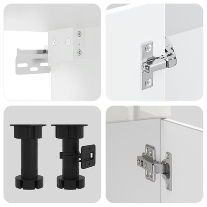 4 peças armário de cozinha conjunto Lucca branco brilhante