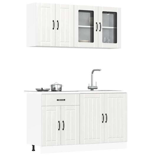 4 peças armário de cozinha conjunto Lucca branco brilhante