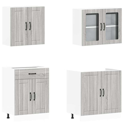 4 peças armário de cozinha conjunto Lucca cinza sonoma