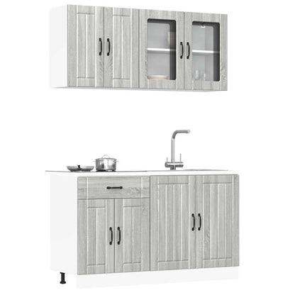 4 peças armário de cozinha conjunto Lucca cinza sonoma
