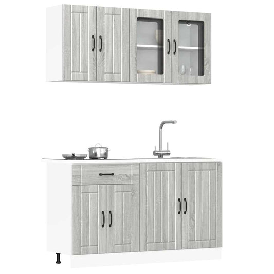 4 peças armário de cozinha conjunto Lucca cinza sonoma