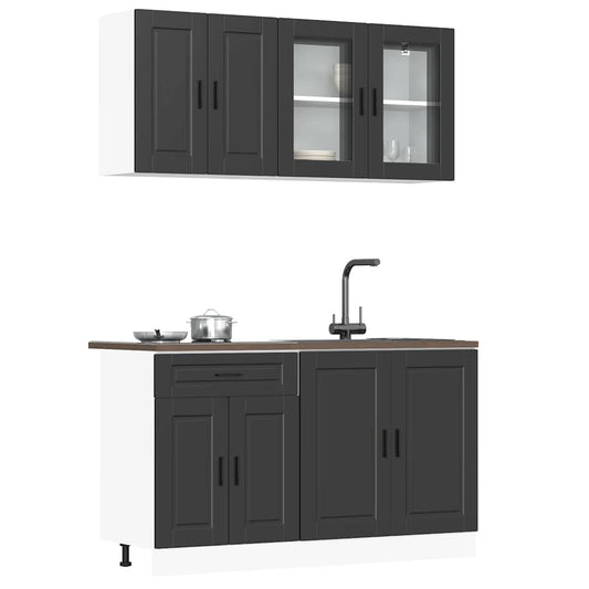 4 peças armário de cozinha conjunto Porto preto
