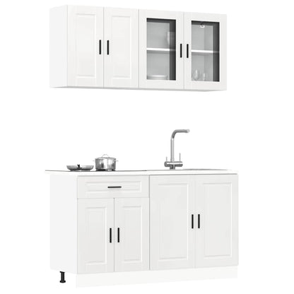 4 peças armário de cozinha conjunto Porto branco brilhante