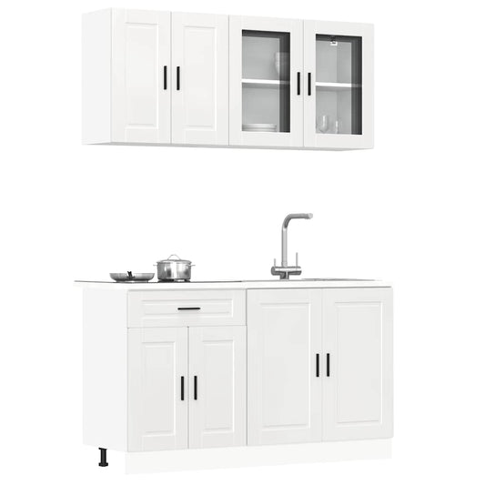 4 peças armário de cozinha conjunto Porto branco brilhante