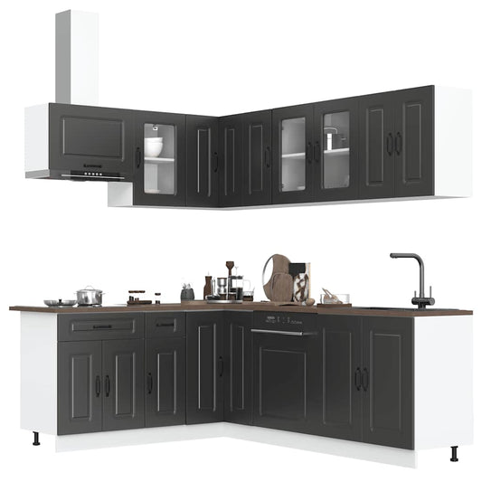 11 peças armário de cozinha conjunto Kalmar preto