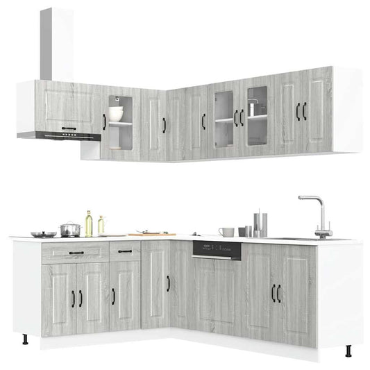 11 peças armário de cozinha conjunto Kalmar cinza sonoma