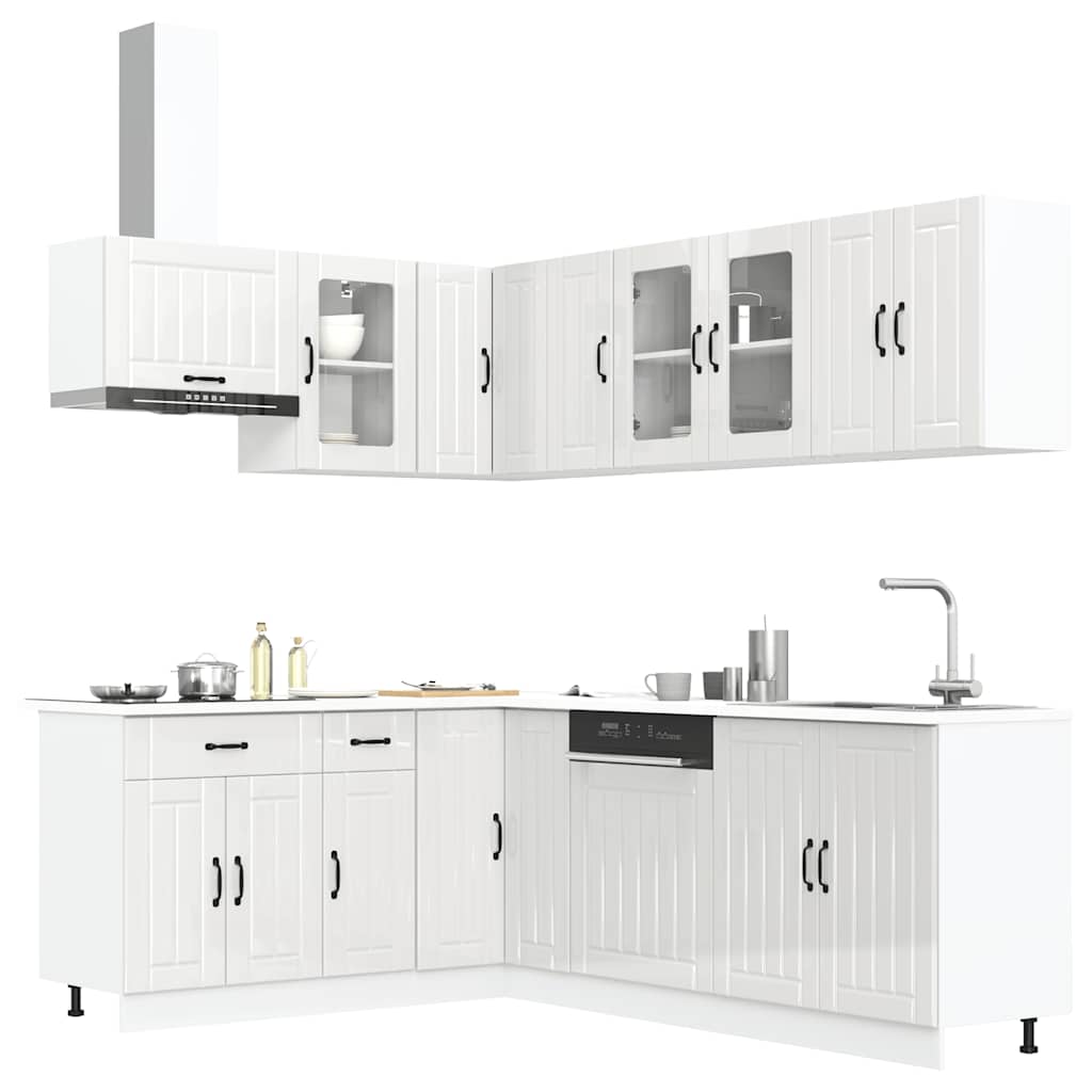 11 peças armário de cozinha conjunto Lucca brilho branco