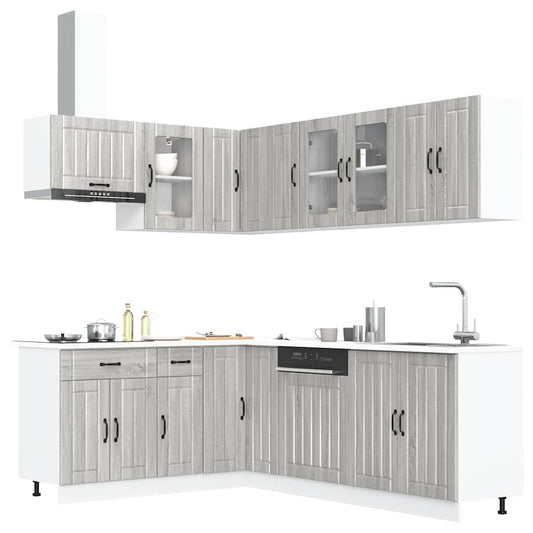 11 peças armário de cozinha conjunto Lucca cinza sonoma