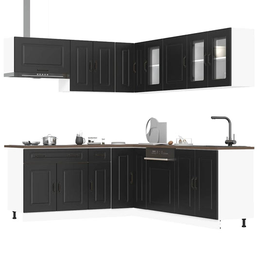 11 peças armário de cozinha conjunto Kalmar preto