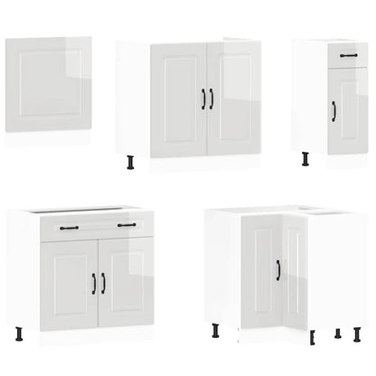11 peças armário de cozinha conjunto Kalmar brilho branco