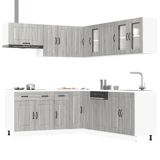 11 peças armário de cozinha conjunto Kalmar cinza sonoma