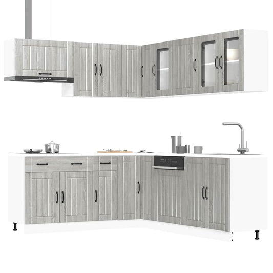 11 peças armário de cozinha conjunto Lucca cinza sonoma