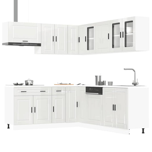 11 peças armário de cozinha conjunto Porto brilho branco