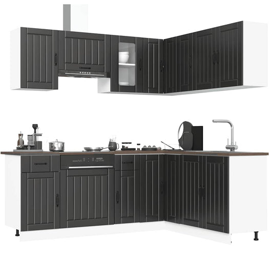 11 peças armário de cozinha conjunto Kalmar preto