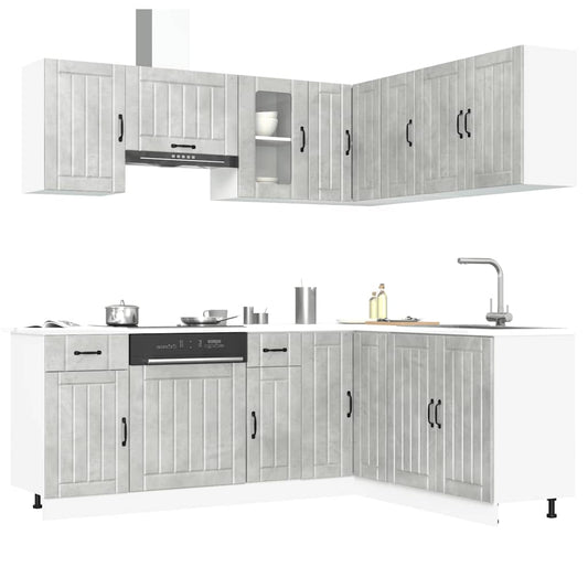 11 peças armário de cozinha conjunto Kalmar concreto cinza