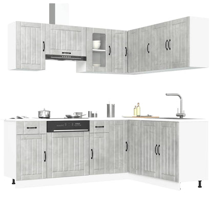 11 peças armário de cozinha conjunto Kalmar concreto cinza