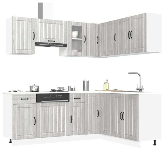 11 peças armário de cozinha conjunto Kalmar cinza sonoma