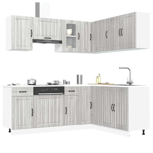 11 peças armário de cozinha conjunto Lucca cinza sonoma