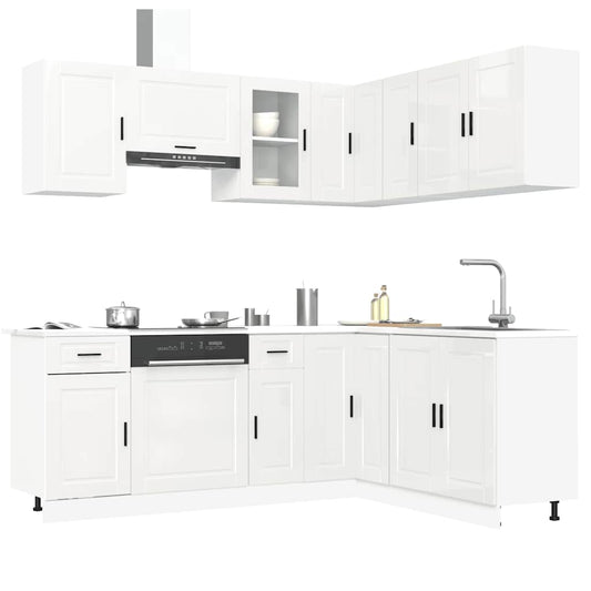 11 peças armário de cozinha conjunto Porto brilho branco