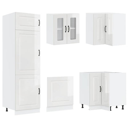 14 peças armário de cozinha conjunto Kalmar brilho branco