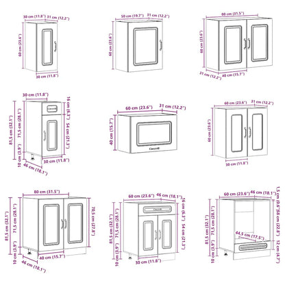 14 peças armário de cozinha conjunto Kalmar brilho branco