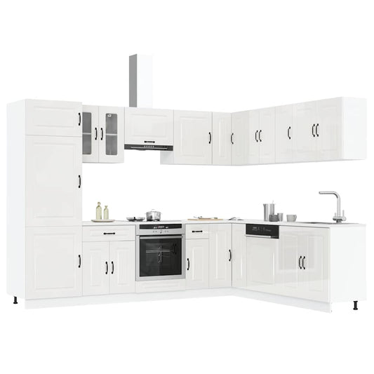 14 peças armário de cozinha conjunto Kalmar brilho branco