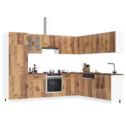 14 peças armário de cozinha conjunto Kalmar madeira velha