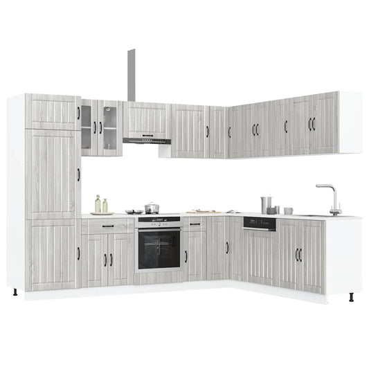 14 peças armário de cozinha conjunto Lucca cinza sonoma