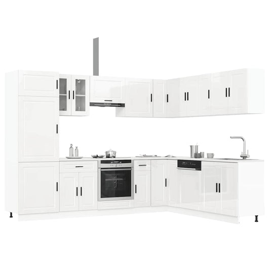 14 peças armário de cozinha conjunto Porto brilho branco