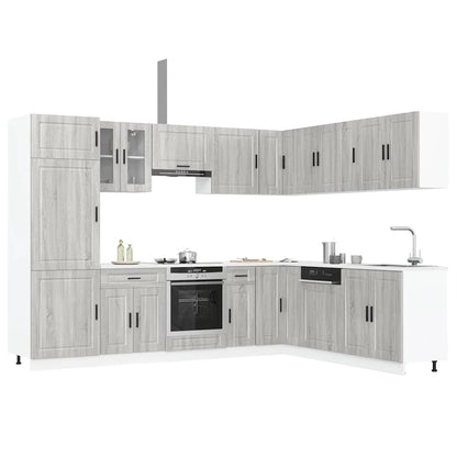 14 peças armário de cozinha conjunto Porto cinza sonoma