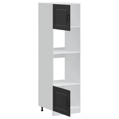 Armários forno 2 pcs Kalmar derivados de madeira preto